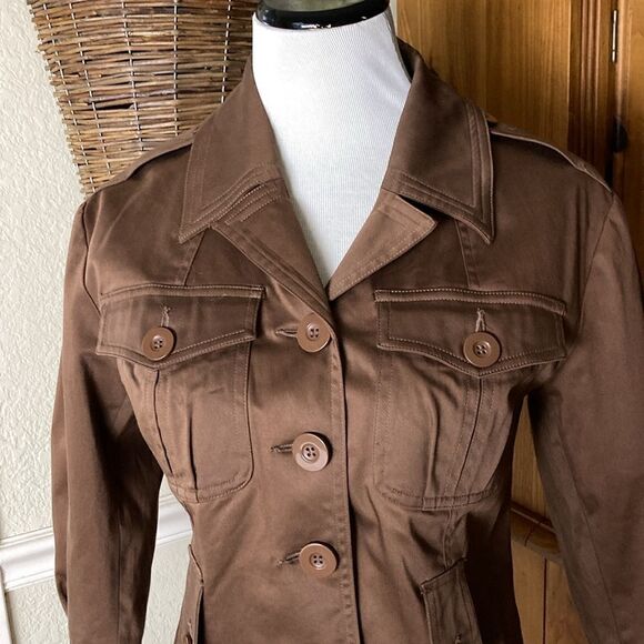 INC International Concept Brown Lined Jacket Size Small EUC - Picture 2 of 8